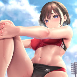 This is a pixiv picture whose title is 陸上ストレッチJKさん.