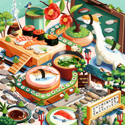 This is a pixiv picture whose title is 回転寿司ランド.