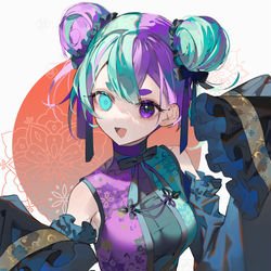 This is a pixiv picture whose title is 💚💜🖤.
