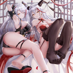 This is a pixiv picture whose title is 贺春【欧根＆埃吉尔】.