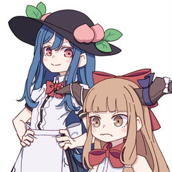 This is a pixiv picture whose title is 天子と萃香.