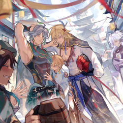 This is a pixiv picture whose title is Sumeru boys in Liyue 😆🎆.