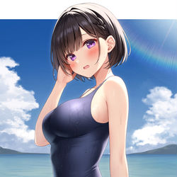 This is a pixiv picture whose title is スク水の井上さん.