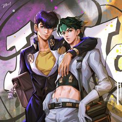 This is a pixiv picture whose title is Josuke&Rohan.
