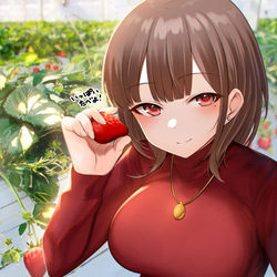 This is a pixiv picture whose title is 幼馴染といちご狩りしてきた🍓.
