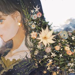 This is a pixiv picture whose title is 夜解きの魔女.