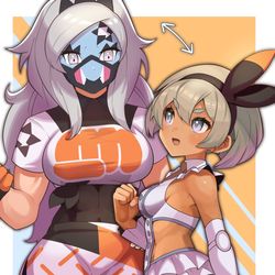 This is a pixiv picture whose title is かくとう女子の衣装交換.
