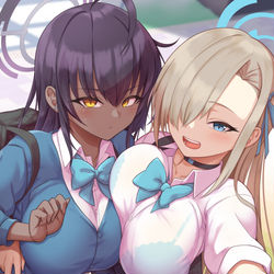 This is a pixiv picture whose title is 制服アスナ&カリン.