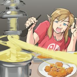 This is a pixiv picture whose title is チーズファウンテンに失敗する英傑.