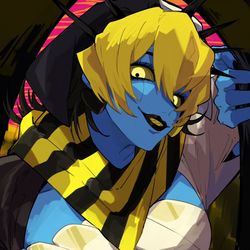 This is a pixiv picture whose title is 💛🖤💛🖤.