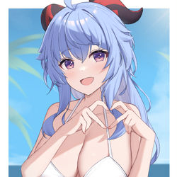 This is a pixiv picture whose title is 水着甘雨.