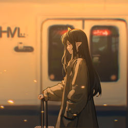 This is a pixiv picture whose title is 火车站-是离别还是到来.