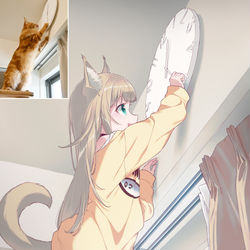 This is a pixiv picture whose title is 新しいおもちゃを見つけました⏰🐈.
