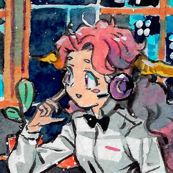 This is a pixiv picture whose title is カフェで働くビジネスドラゴンヘレス.