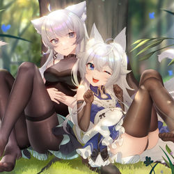 This is a pixiv picture whose title is OC+女儿贴贴.