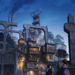 This is a pixiv picture whose title is 藍色に染まる街.
