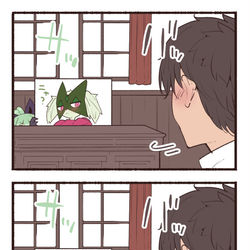 This is a pixiv picture whose title is ぱぱが緑なら誰でもいいのかチェックする山風ちゃん.