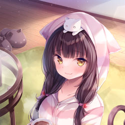 This is a pixiv picture whose title is 「ひとくち飲む？」.
