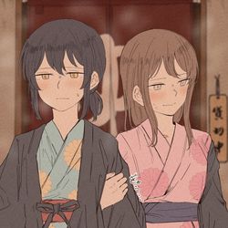 This is a pixiv picture whose title is 続きは部屋で.