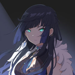 This is a pixiv picture whose title is Yelan long hair🥶.