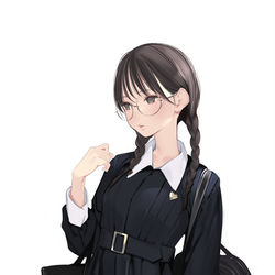 This is a pixiv picture whose title is 三つ編みメガネガール.