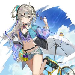 This is a pixiv picture whose title is 辻藍かねる夏衣装メインビジュアル.