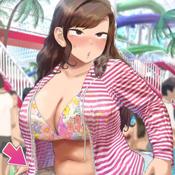 This is a pixiv picture whose title is 市民プールで水着がなくなったお姉さん.