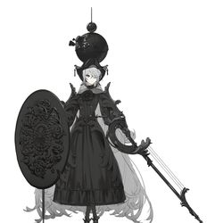 This is a pixiv picture whose title is 黑白象棋.