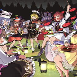 This is a pixiv picture whose title is 湖で即興ライブ.