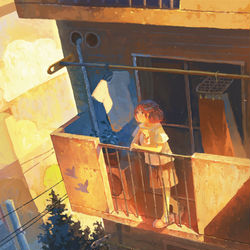 This is a pixiv picture whose title is 夕方から.