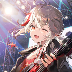 This is a pixiv picture whose title is Kazuha the Bassist~.