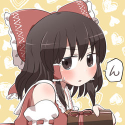 This is a pixiv picture whose title is 霊夢さんにチョコもらいたいですね.