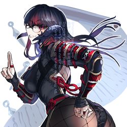 This is a pixiv picture whose title is 【skeb】眼鏡忍者お姉さん【衣装デザイン】.