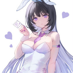 This is a pixiv picture whose title is ホワイト黒髪バニーちゃん.