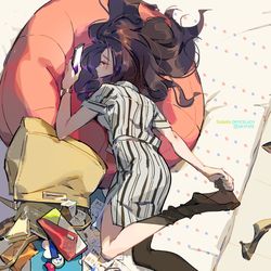 This is a pixiv picture whose title is 疲 / 疲れた.