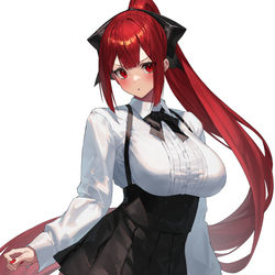 This is a pixiv picture whose title is 赤髪娘　ミニスカ.