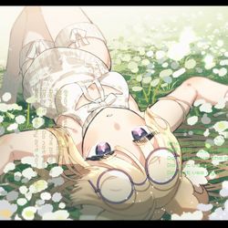 This is a pixiv picture whose title is 【skeb】寝そべりケモ耳眼鏡さん.