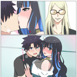 This is a pixiv picture whose title is 『相思相愛ハプニング女神様』.