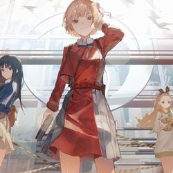 This is a pixiv picture whose title is Lycoris Recoil.