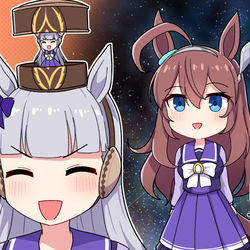 This is a pixiv picture whose title is ウマ娘2周年CMと宇宙.