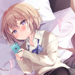 This is a pixiv picture whose title is 「おにい、チョコ…たべた？」.