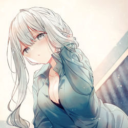 This is a pixiv picture whose title is 幼馴染兼許嫁の彼シャツ.