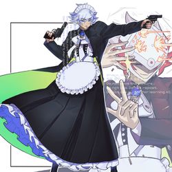 This is a pixiv picture whose title is 【メイド週間】鴻上了見・リボルバー.