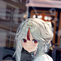 This is a pixiv picture whose title is 「ピザハット×原神」凝光.