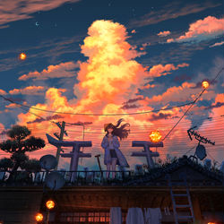 This is a pixiv picture whose title is 「ようこそ、大炎刻街へ」.