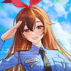 This is a pixiv picture whose title is Police Amber💙❤️.