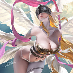 This is a pixiv picture whose title is Angewomon エンジェウーモン.