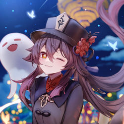 This is a pixiv picture whose title is 月光浴を楽しむ胡桃ちゃん.