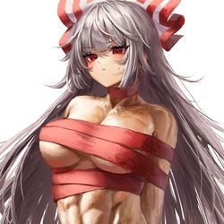 This is a pixiv picture whose title is リボン妹紅.