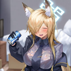 This is a pixiv picture whose title is when it's hot, Have a cool drink.